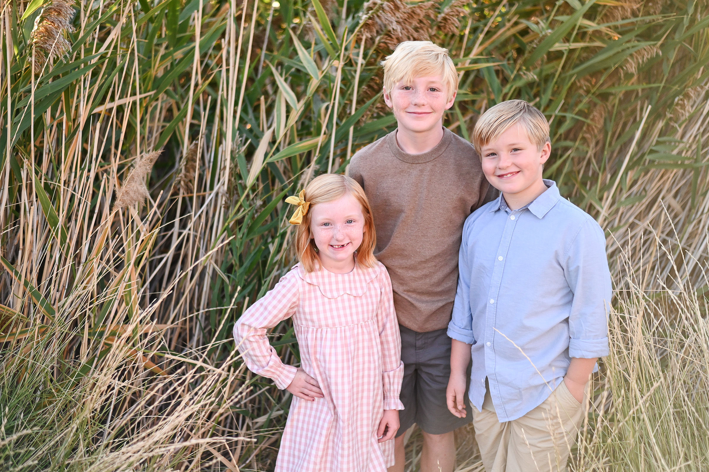 Darling kiddos smiling for their Northern California Photographer at Tunnel Springs Park in Utah.