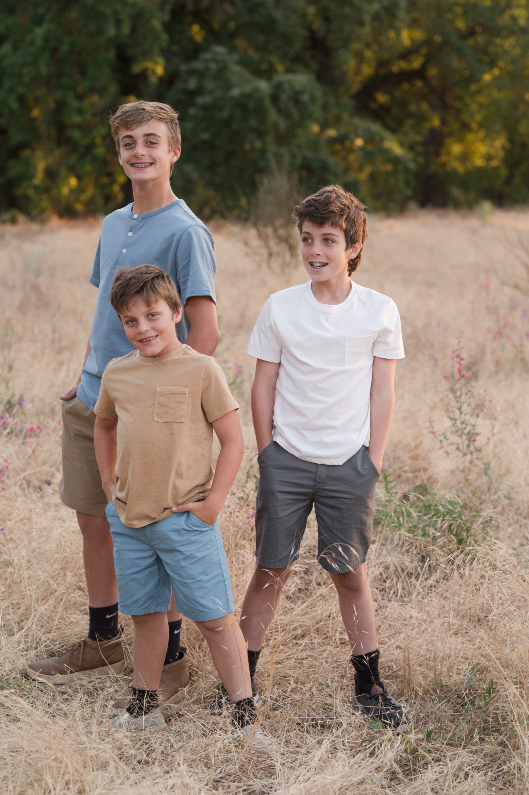 Boys will be boys during their family session at Oak Grove Park in Ripon, California. Taken by a Bay Area Photographer.