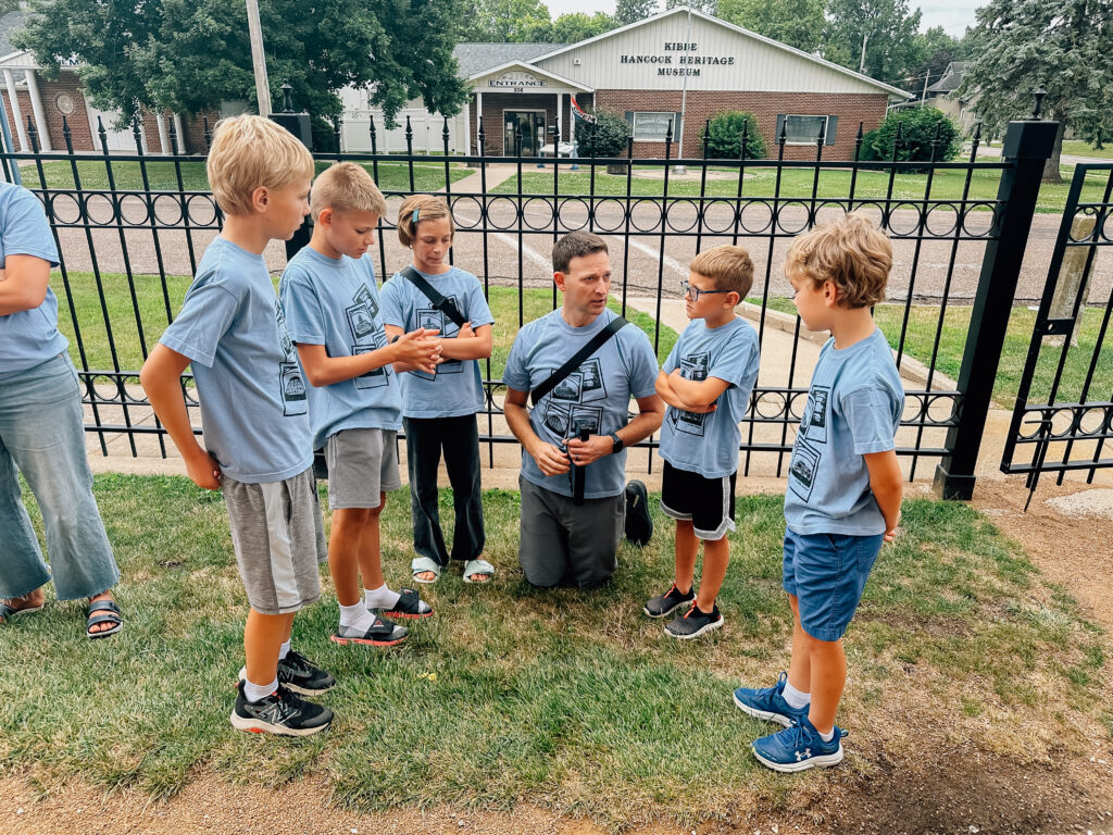 A Dad teaching five kiddos more about Carthage Jail. 