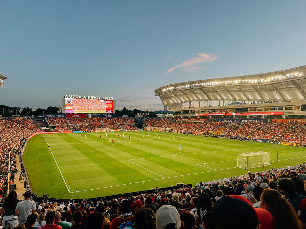 A picture of the pitch at the Real Salt Lake vs. San Jose game. 