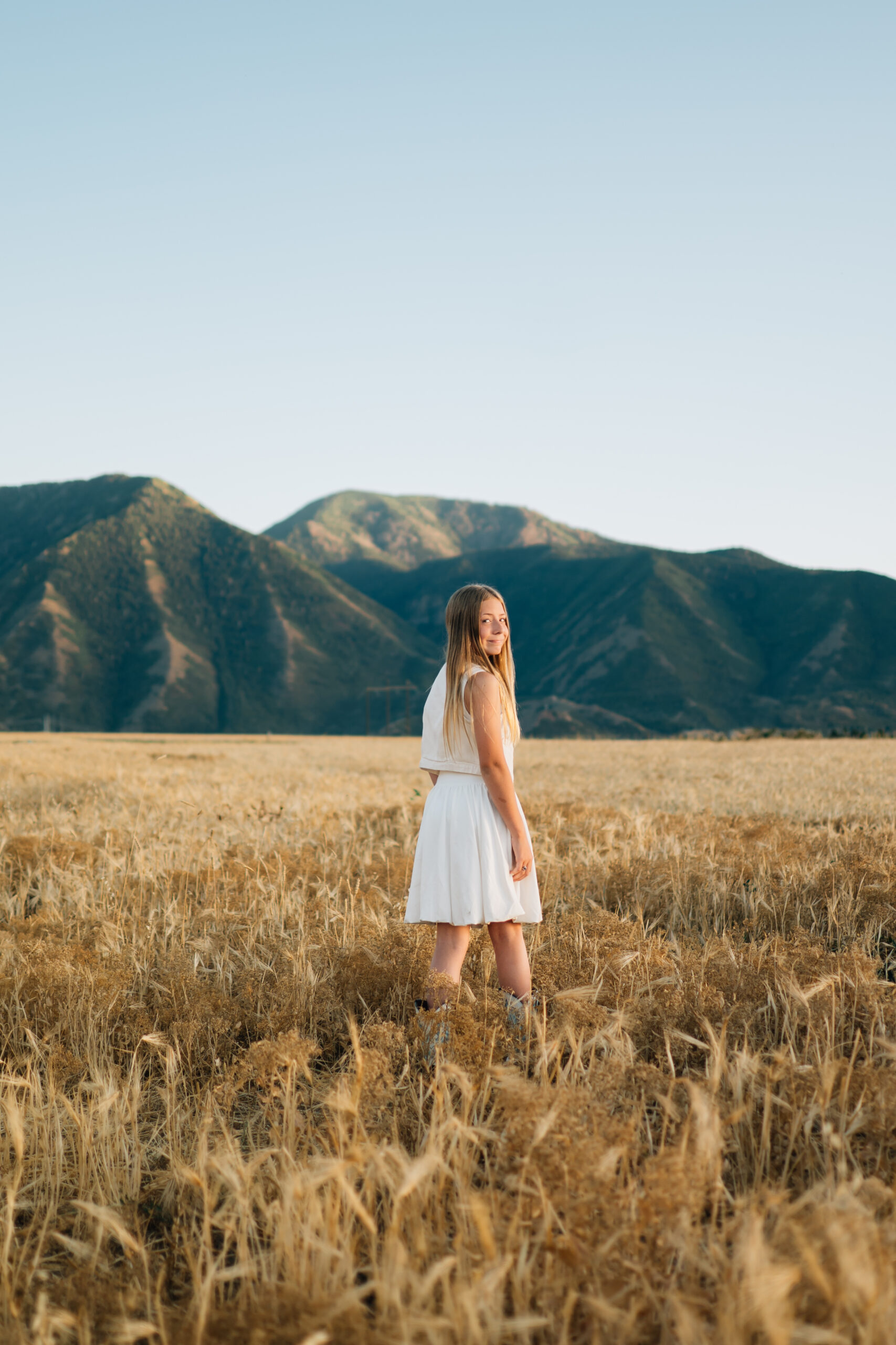 A glance back from as she walks away from the camera.