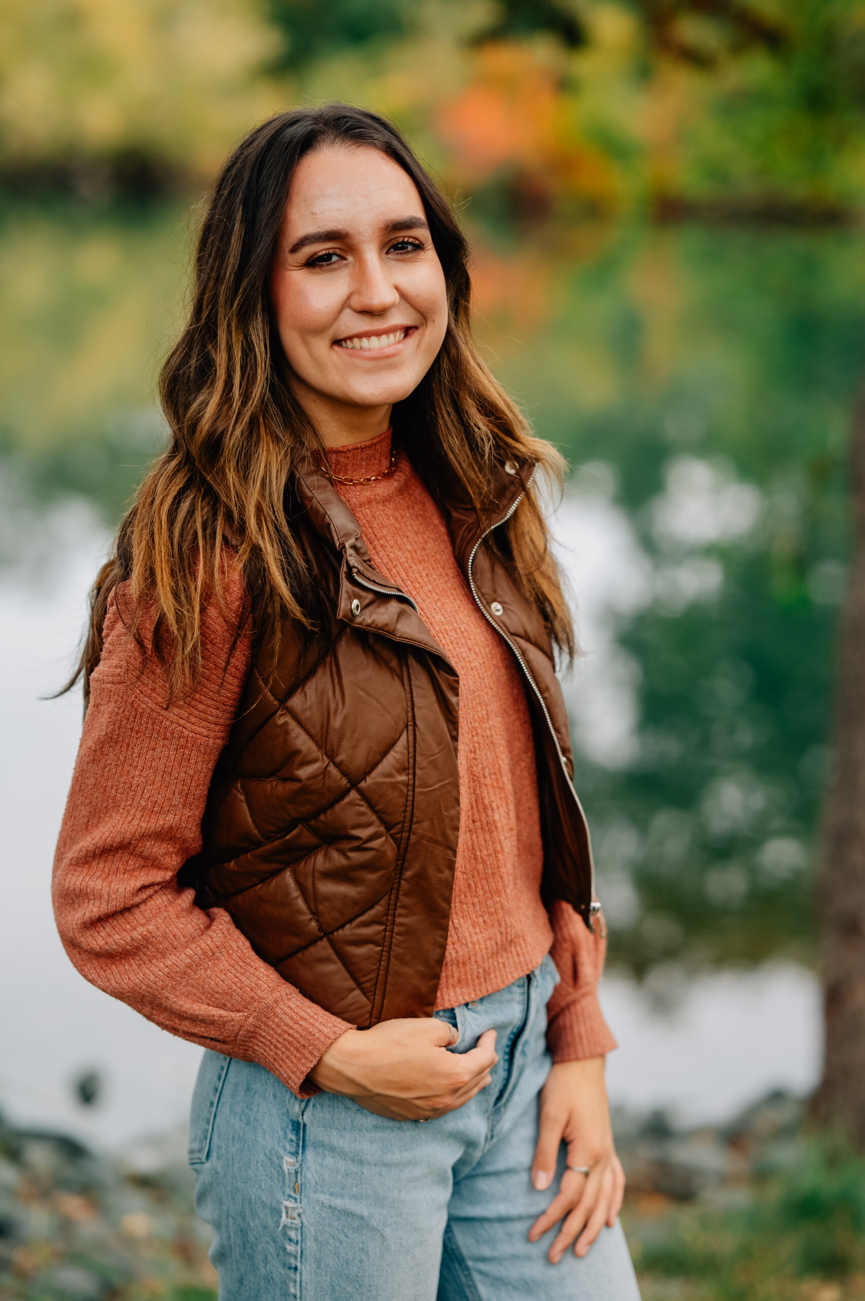 Portrait of sibling next to Lodi Lake