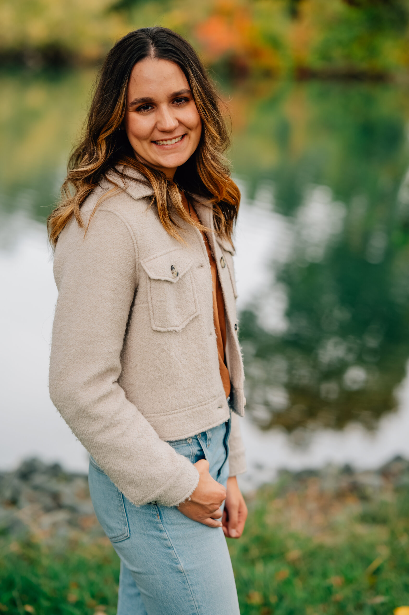 Portrait of sibling next to Lodi Lake