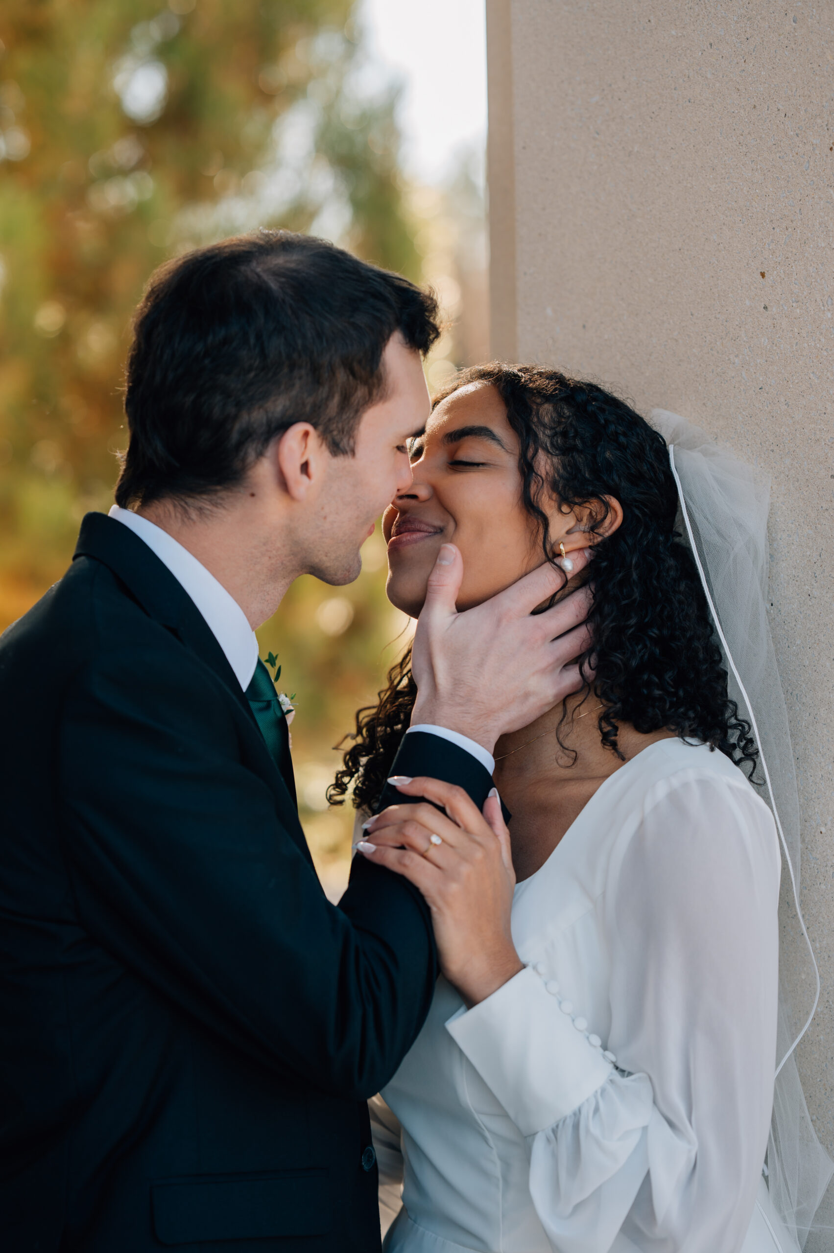 LDS temple wedding portraits of bride and groom in Payson Utah