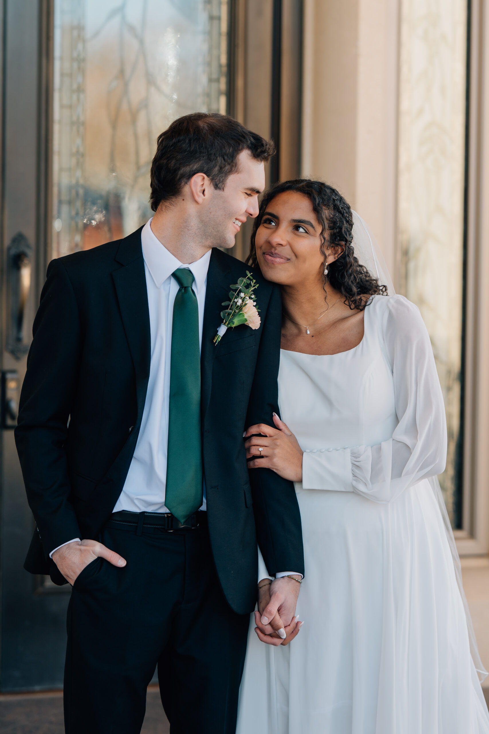LDS temple wedding portraits of bride and groom in Payson Utah