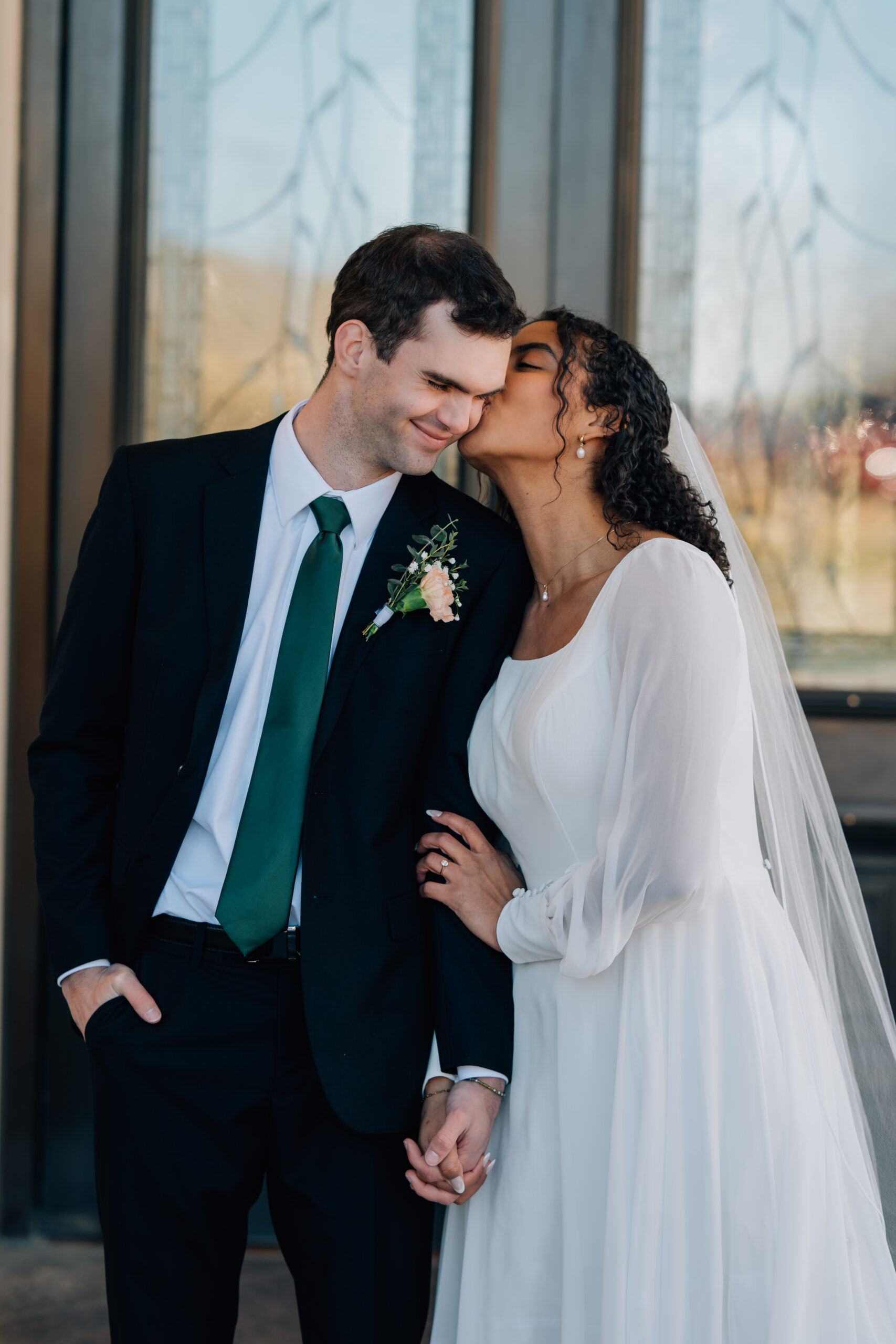LDS temple wedding portraits of bride and groom in Payson Utah