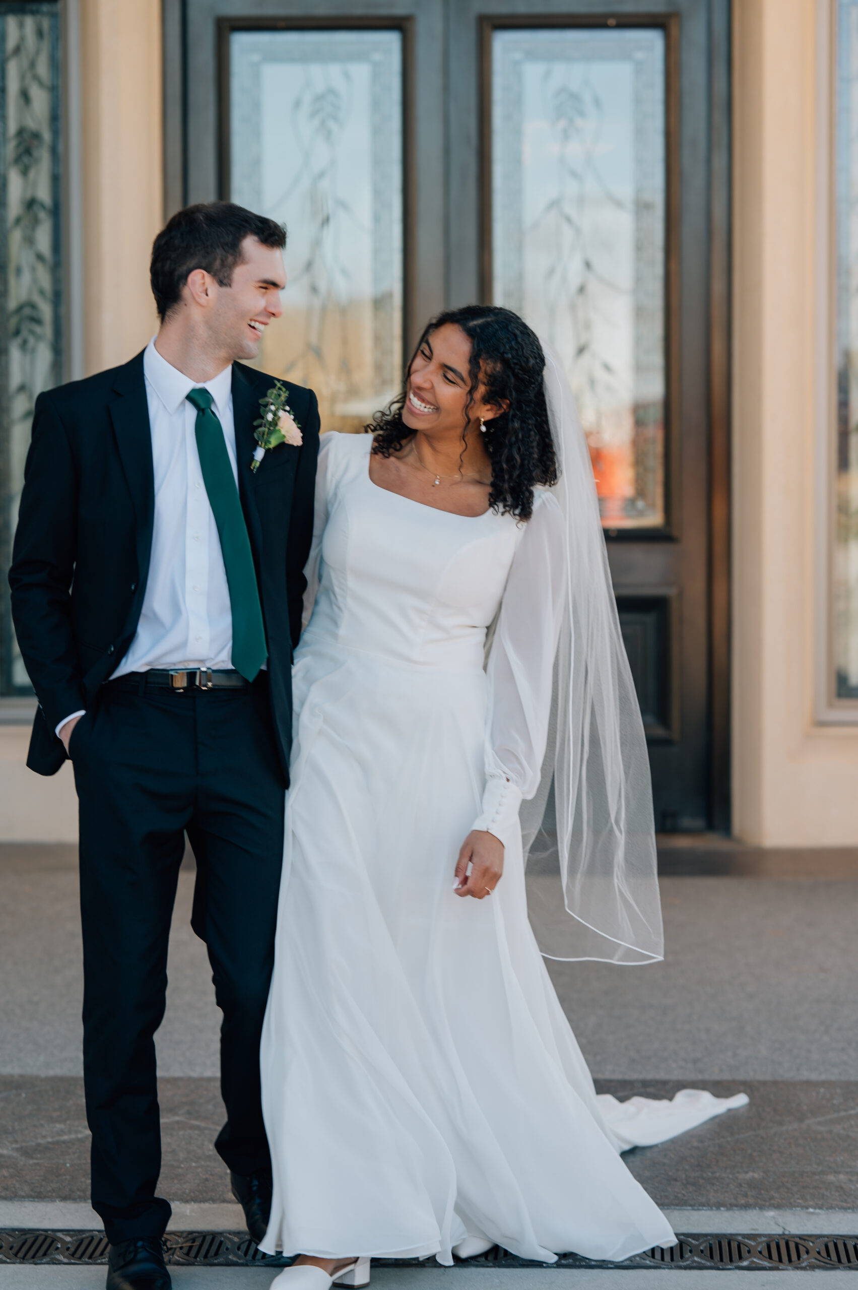 LDS temple wedding portraits of bride and groom in Payson Utah