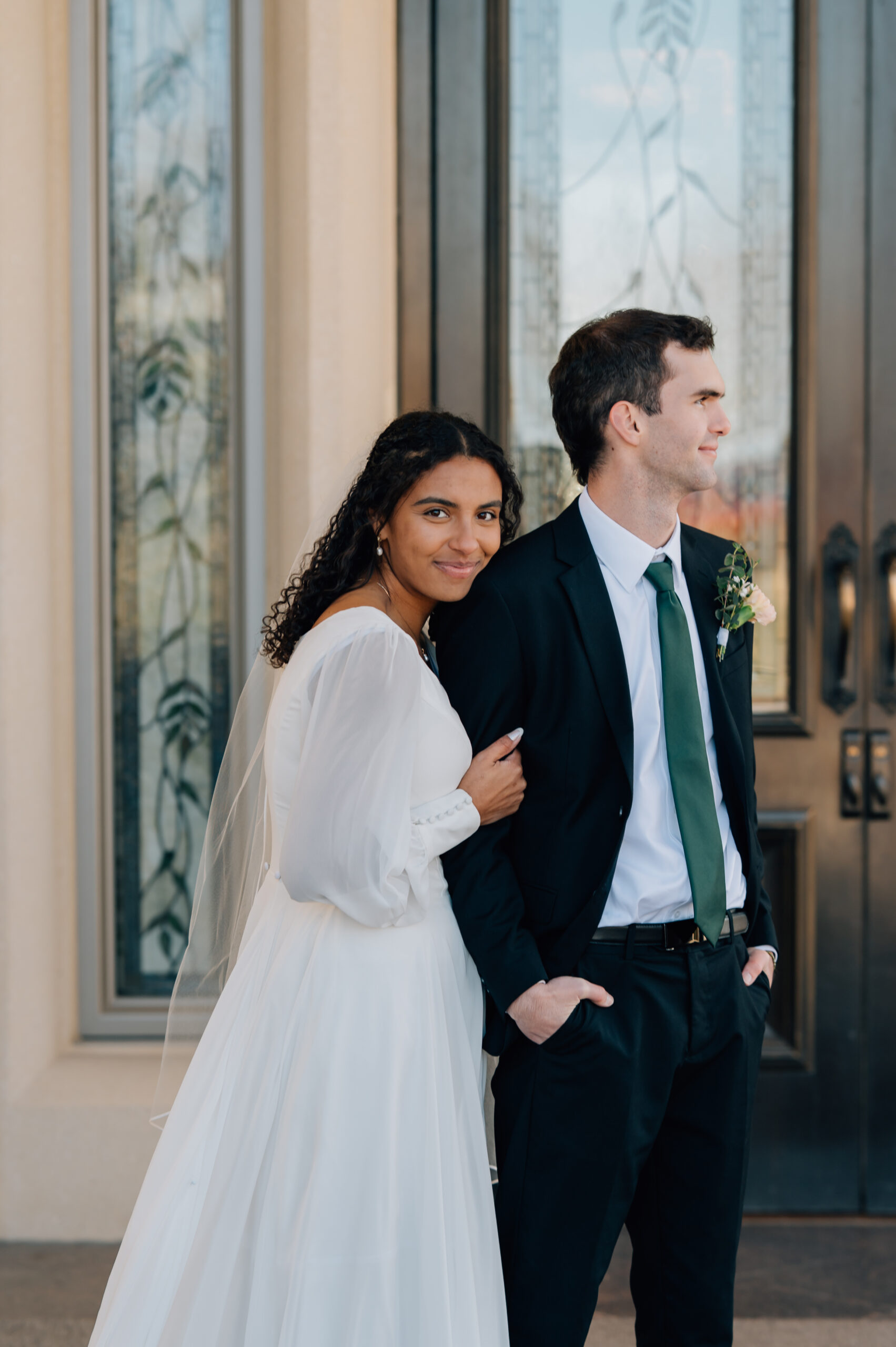 LDS temple wedding portraits of bride and groom in Payson Utah