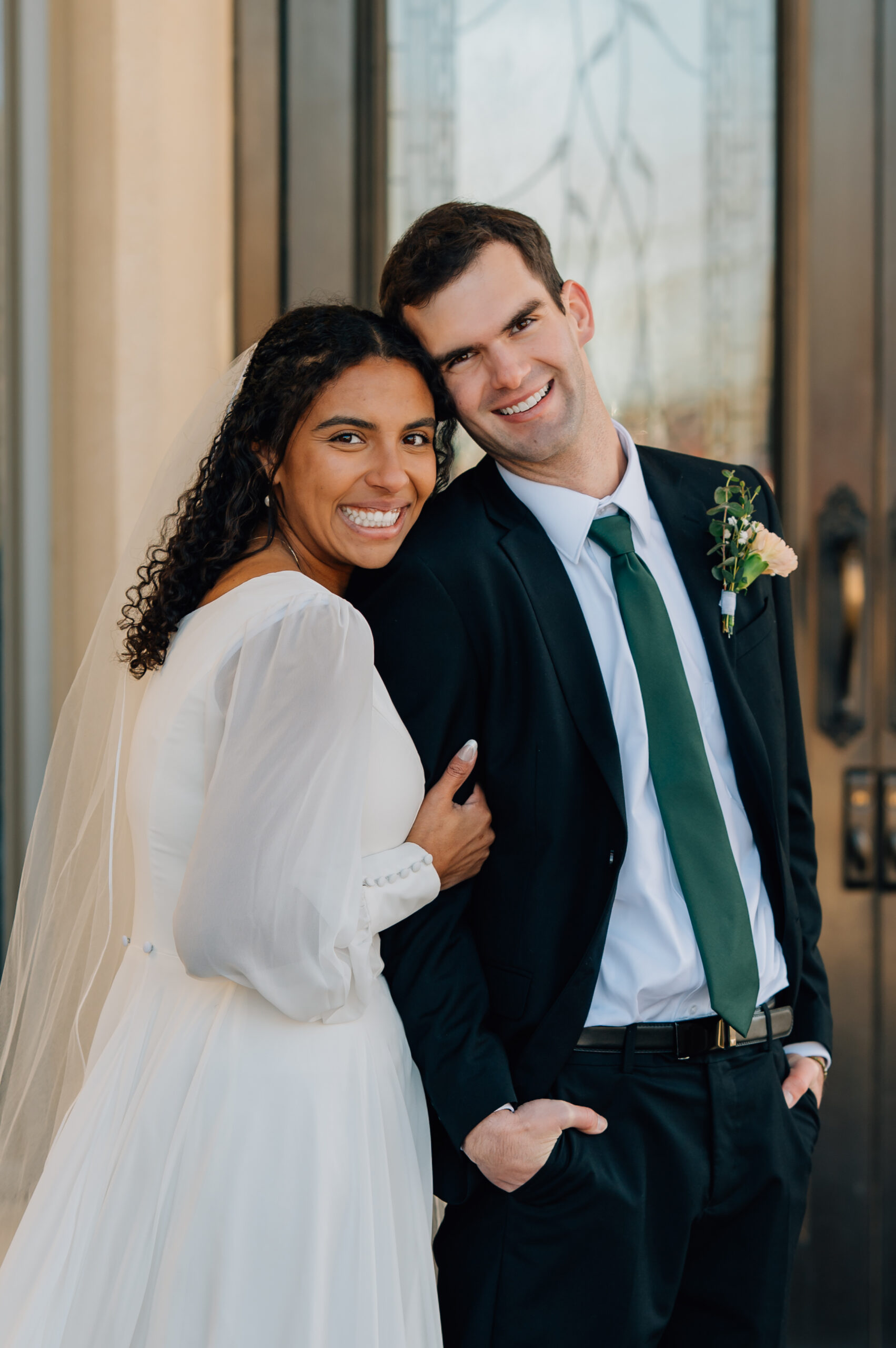 LDS temple wedding portraits of bride and groom in Payson Utah