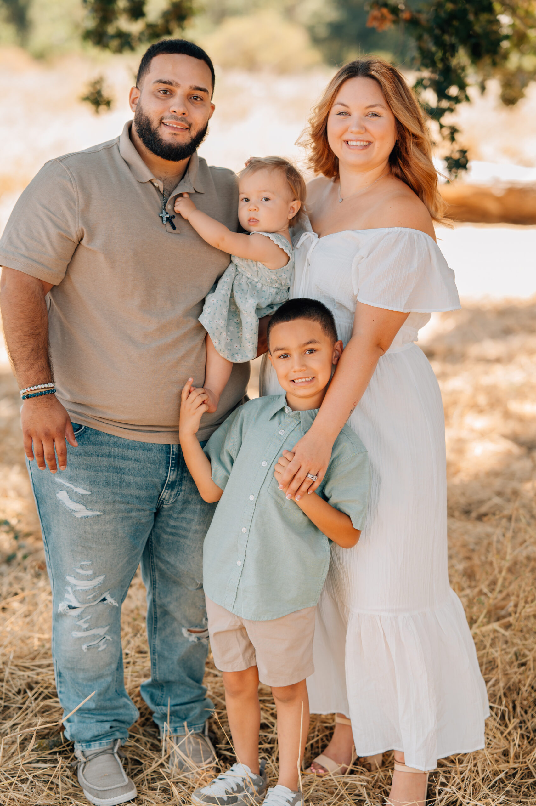 Family of four during a morning photo session in Ripon