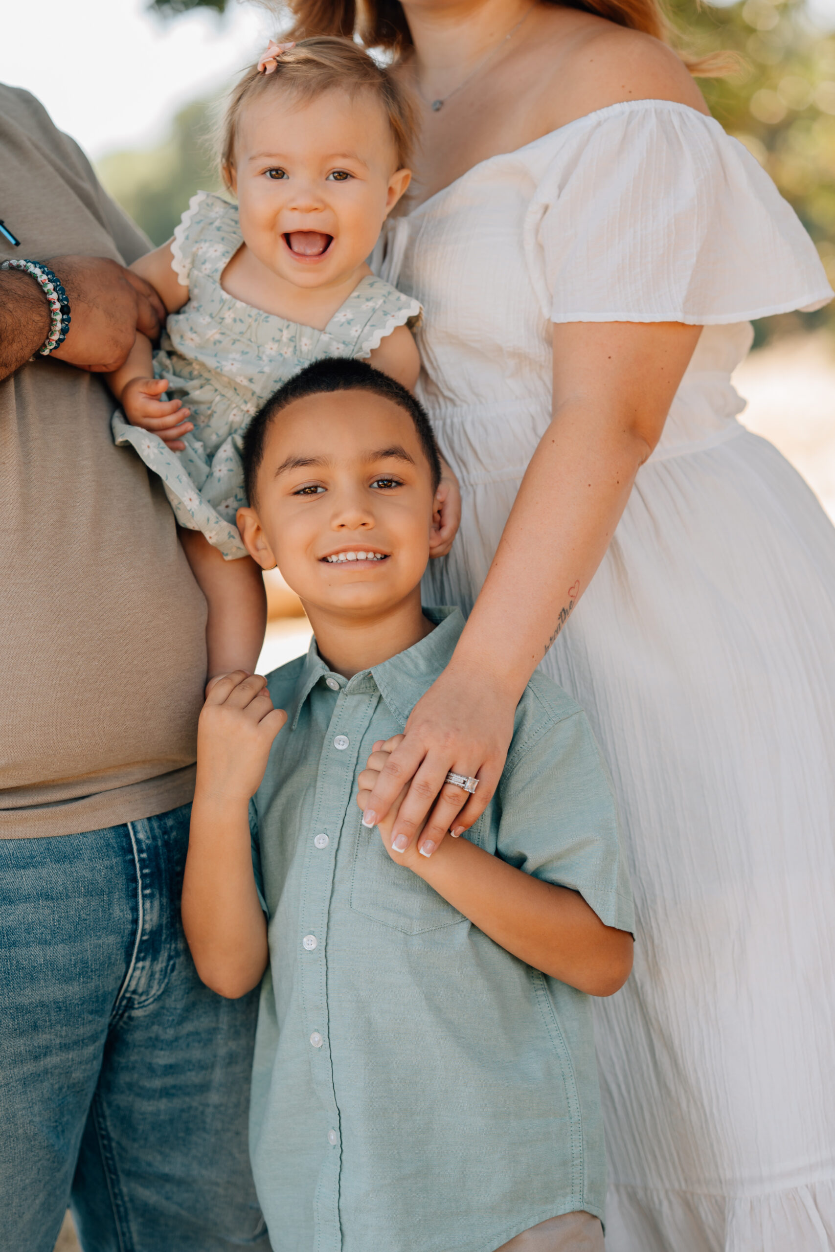 Family of four during a morning photo session in Ripon